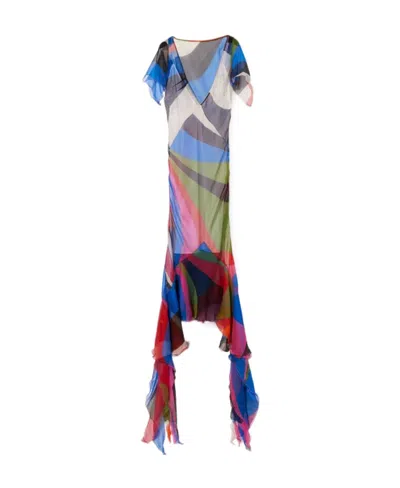 Emilio Pucci Goccia-print Silk Dress In Multicolor