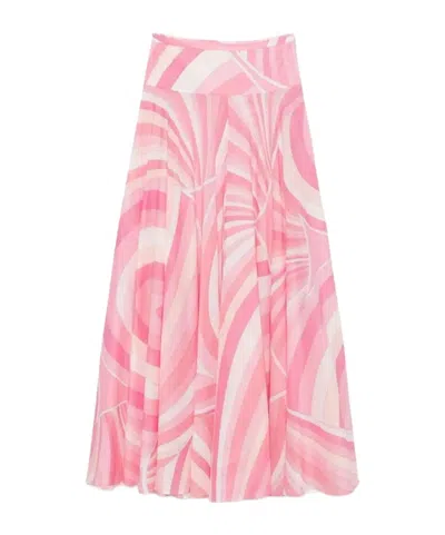 Pucci Printed Cotton Skirt In Pink
