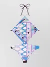 EMILIO PUCCI GRAPHIC SWIMSUIT WITH CHAIN STRAP DETAIL
