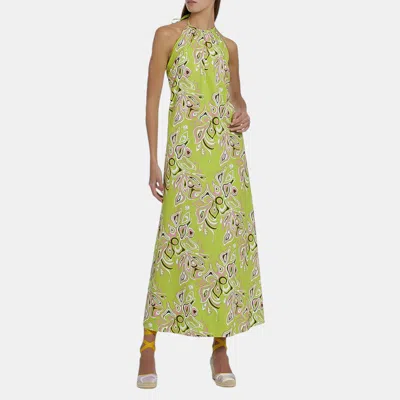 Pre-owned Emilio Pucci Green Africana Print Dress L