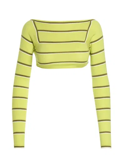 PUCCI GREEN CUT-OUT CROPPED SWEATER