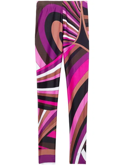 Pucci High-waisted Graphic Print Leggings In Pink