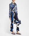 Pucci Iride Pintuck Kick-flare Ankle Trousers In Navy
