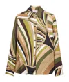 Pucci Iride Pattern Silk Blouse In Khaki