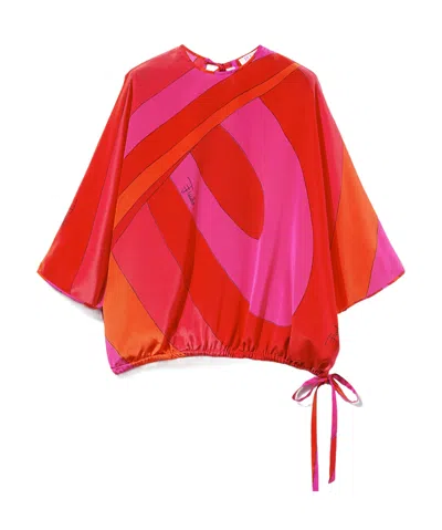 Emilio Pucci Iride-print Silk Top In Red