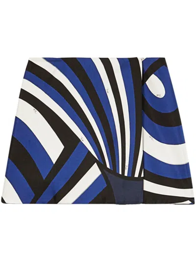 Pucci Emilio  Iride-print Silk-twill Skirt In Navy