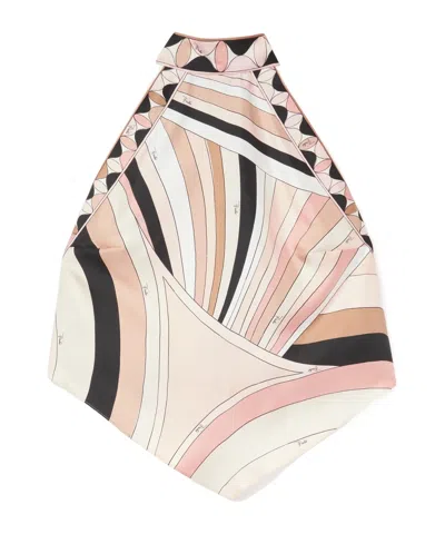 Pucci Iride Print Silk Twill Top In White