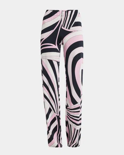 Emilio Pucci Iride-print Straight-leg Pull-on Trousers In Nero Rosa