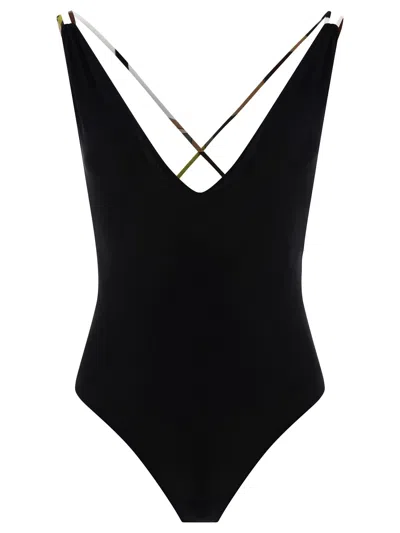 Emilio Pucci Iride Print Swimsuit In Black