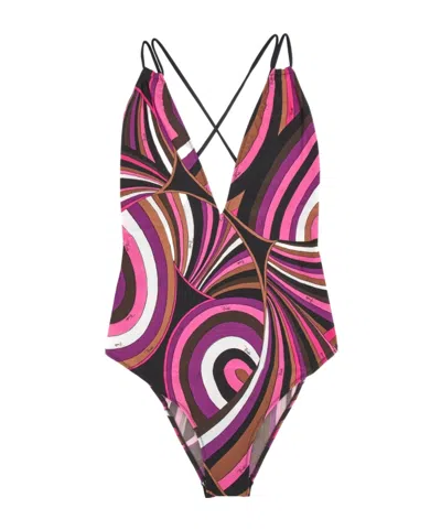 Emilio Pucci Iride-print Swimsuit In Pink