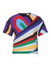Emilio Pucci Cropped Crew Neck Short Sleeves Patterned Top In Multicolour
