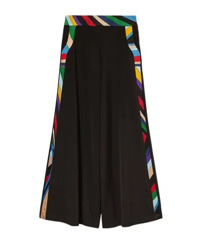 PUCCI EMILIO PUCCI IRIDE-PRINTED TRIM WIDE-LEG PALAZZO TROUSERS
