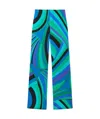Pucci Leggings With Elastic Waistband And Wide Leg In Blue