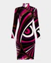 Pucci Thigh-length Printed Velvet Dress In Fuxia Marrone