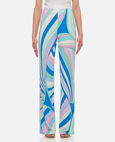 Emilio Pucci Jersey And Crepe Pants In Sky Blue