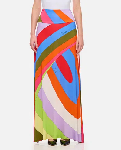 Pucci Jersey Satin Skirt In Red