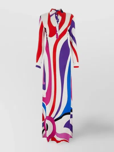Emilio Pucci Jersey Shirt Dress Printed Design In Multi
