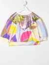 Emilio Pucci Junior Abstract-print Sequinned Top In Pink