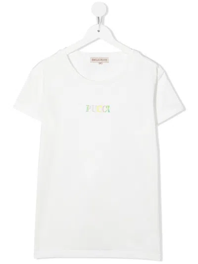 Emilio Pucci Junior Logo-print T-shirt In Weiss