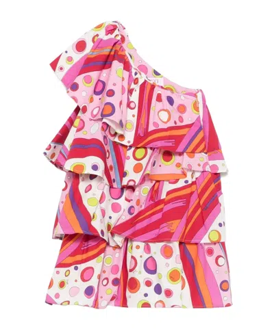 Pucci Emilio  Junior One-shoulder Ruffled Dress In Pink