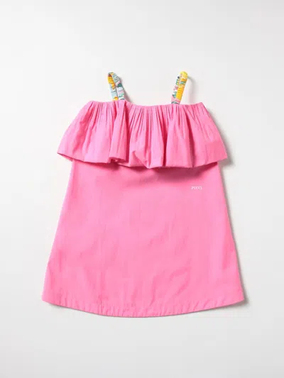 Pucci Kids' Cotton Poplin Dress In Fuchsia