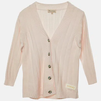 Pre-owned Pucci Kids Pink Wool Knit Cardigan Size 6 Yrs