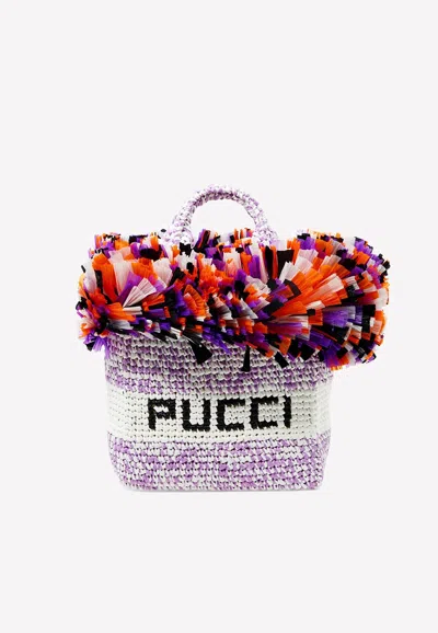 Emilio Pucci Fringe-trimmed Tote Bag In Purple