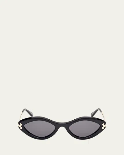 PUCCI LOGO ACETATE & METAL OVAL SUNGLASSES