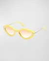 Pucci Women's  54mm Geometric Sunglasses In Shiny Yellow Gradient Brown
