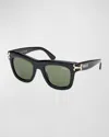 Pucci Logo Acetate Square Sunglasses In Shiny Black/green