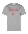 Pucci Logo-embroidered Cotton T-shirt In Gray