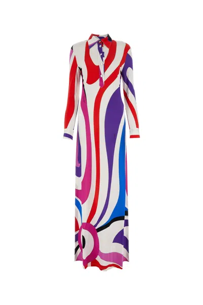 Emilio Pucci Long Dress - Jersey Satin-40 Nd  Female In Multi