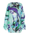 Pucci Multicolor Cotton Dress In Blue