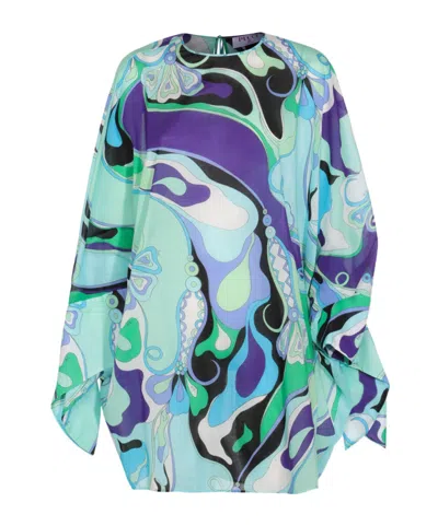 Emilio Pucci Long Sleeve Dress In Blue