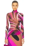 Pucci Long Sleeve Top In Fuxia & Narrone