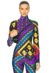 Pucci Long Sleeve Turtleneck Top In Viola & Rosso
