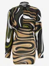 Emilio Pucci Printed Twill And Stretch Mesh Mini Dress