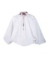 Pucci Emilio  High-neck Cotton Blouse With Drawstring Closure In White