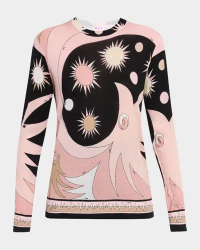 Emilio Pucci Ls Crewneck In Nude/nero