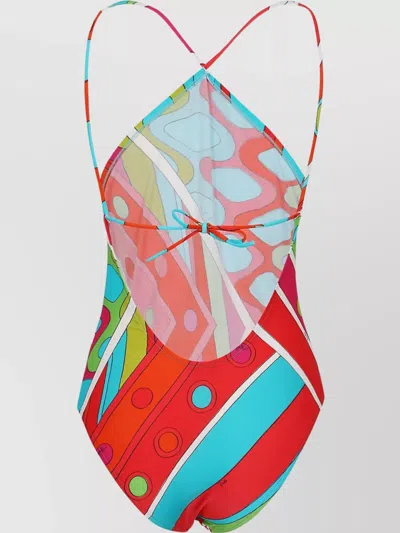Emilio Pucci Lycra Swimsuit With Adjustable Straps And Cross-back In Multi