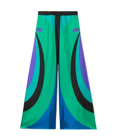 Emilio Pucci Maddalena-print Wide-leg Trousers In Green