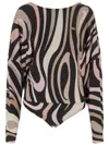 Pucci Marble Print Bodysuit With Cape Sleeves
