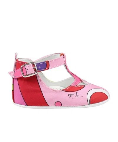 Emilio Pucci Marble Printed Toddler Shoes In Pink