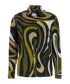 Emilio Pucci Abstract Pattern Collar Shirt With Long Sleeves In Green