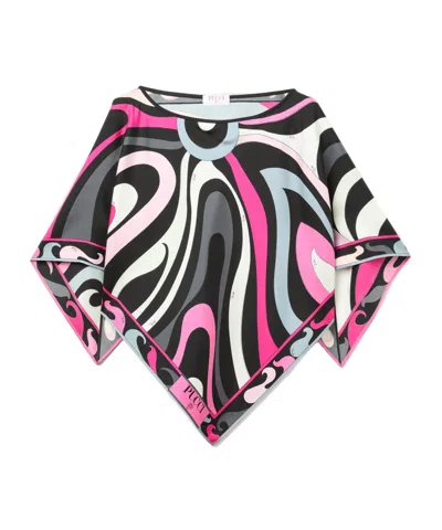 Emilio Pucci Marmo And Pesci Prints Kaftan Blouse In Black