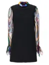 Pucci Black Dress With Sheer Patterned Sleeves