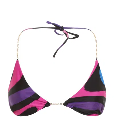 Emilio Pucci Marmo-print Bikini Top In Black