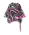 Pucci Marmo Print Cape Blouse In Black