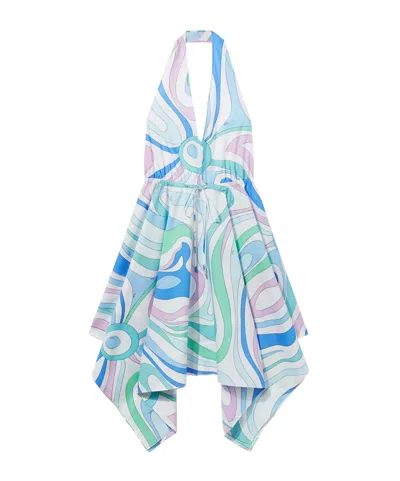 Emilio Pucci Marmo-print Cotton Minidress In Blue