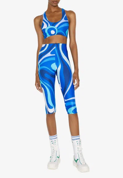 Emilio Pucci Marmo Print Cropped Top In Blue